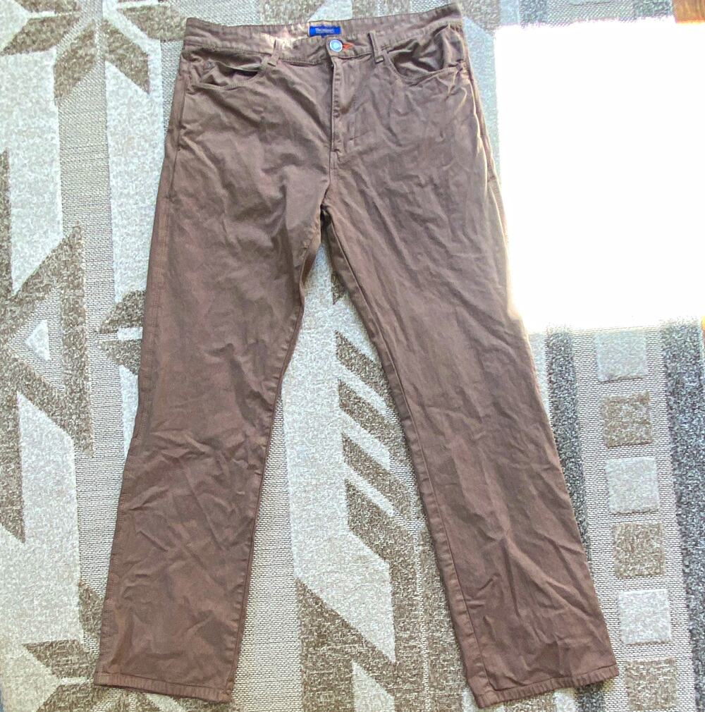 Thelonious C Men’s Brown Chino Pants 33W Regular Straight Cotton Twill